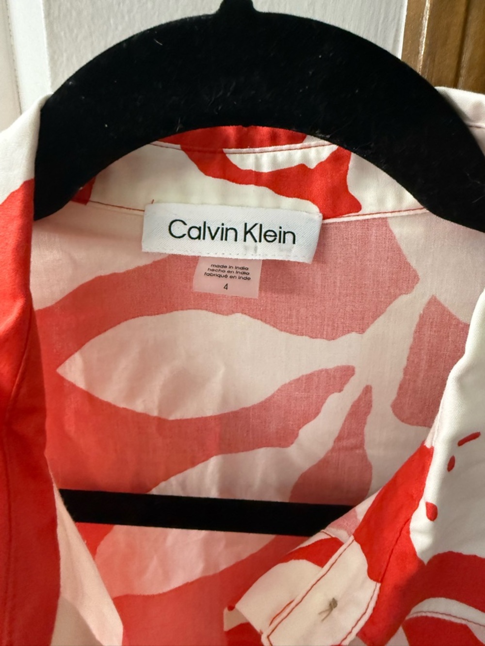 Calvin Klein Red and White Floral Tie-Waist Mini Dress - Picture 4 of 6